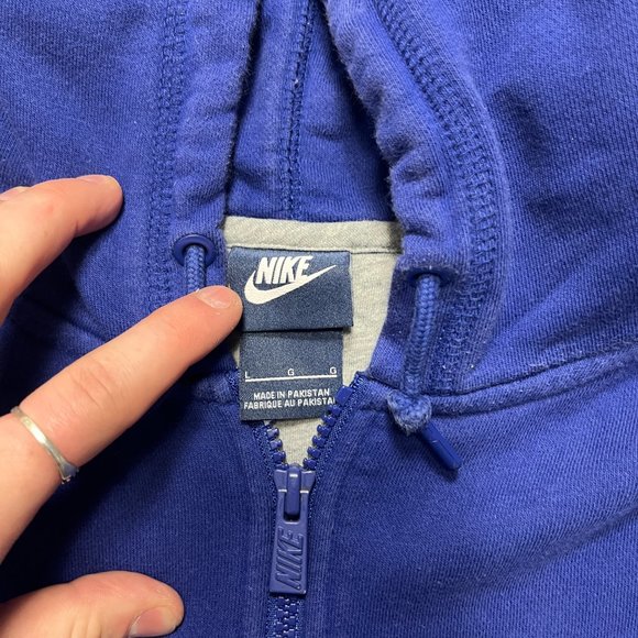 Nike Hoodie Mens Large Blue Full Zip Pocket Cotton Blend Logo Solid Long Sleeve - Picture 7 of 9